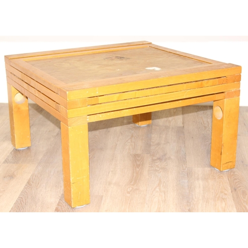 16 - An unusual retro style 4-way extendable coffee table, approx 70cm wide (190cm fully extended) x 70cm... 