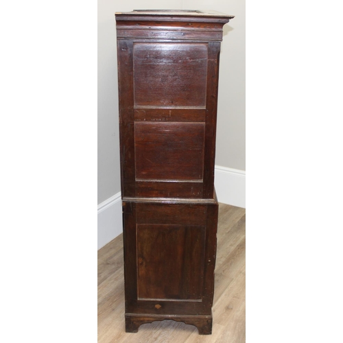 30 - An antique oak cabinet on chest, 2 over 2 chest base with cabinet top, likely 19th century, with ori... 