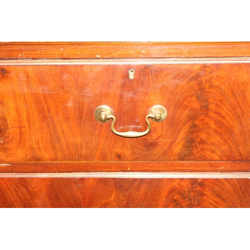 31 - A 19th century mahogany linen press cabinet, 2 over 2 drawers to base and one slide and wardrobe pol... 