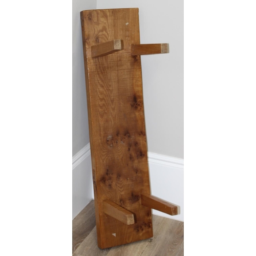 38 - A vintage burr Elm seated low bench, approx 116cm wide x 29cm deep x 36cm tall