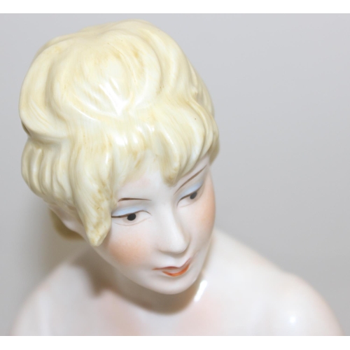 Wallendorf style porcelain figurine of a seated nude lady, approx