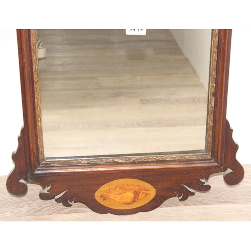 549R - A Georgian mahogany framed fretwork wall mirror with carved gilt eagle, approx 92cm x 53cm