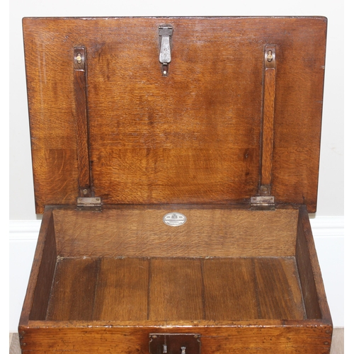 4 - Titchmarsh & Goodwin, an 18th century style oak bible box on stand, label to interior, approx 61cm w... 