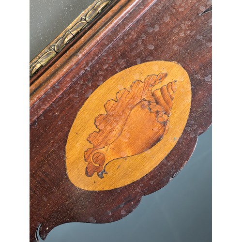 549R - A Georgian mahogany framed fretwork wall mirror with carved gilt eagle, approx 92cm x 53cm