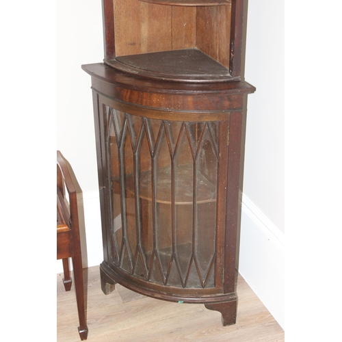 30 - An antique corner cabinet, piano stool and sewing table, corner cabinet approx 42cm wide x 42cm deep... 