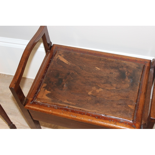 30 - An antique corner cabinet, piano stool and sewing table, corner cabinet approx 42cm wide x 42cm deep... 