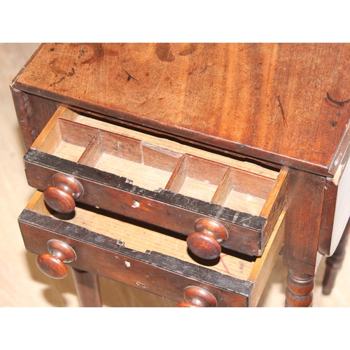 30 - An antique corner cabinet, piano stool and sewing table, corner cabinet approx 42cm wide x 42cm deep... 