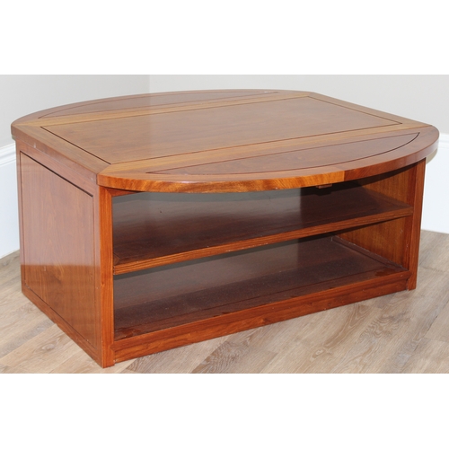 31 - Oriental style hardwood drop leaf coffee table with shelves, approx 106 W x 57 (118 extended) x 51cm... 