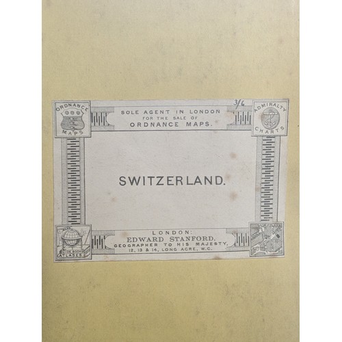 538 - Edward Stanford (1827-1904) a rare folding cloth backed map of Switzerland 