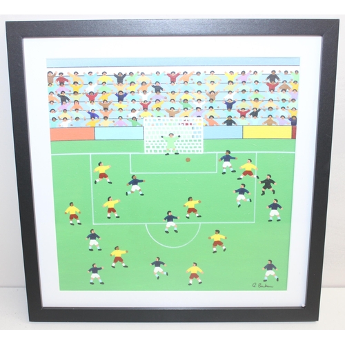 395 - Gordon Barker (British, 21st century) original acrylic painting of a football match, signed lower ri... 