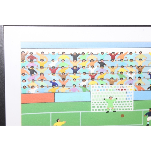 395 - Gordon Barker (British, 21st century) original acrylic painting of a football match, signed lower ri... 