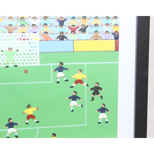 395 - Gordon Barker (British, 21st century) original acrylic painting of a football match, signed lower ri... 