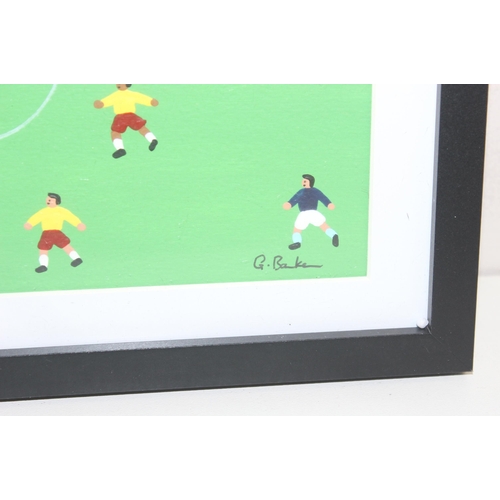 395 - Gordon Barker (British, 21st century) original acrylic painting of a football match, signed lower ri... 