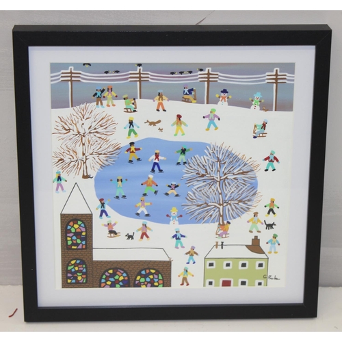 396 - Gordon Barker (British, 21st century)  original acrylic painting of an ice skating rink, signed lowe... 