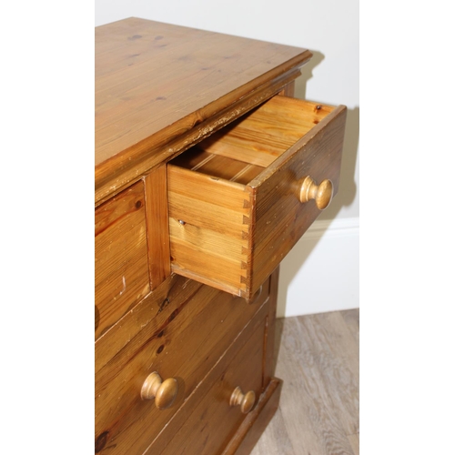 163 - A modern pine 7 drawer chest of drawers, 3 short over 4 long, approx 62cm wide x 44cm deep x 122cm t... 