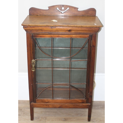 166 - 3 pieces of antique furniture to include an Arts & Crafts period glazed oak display cabinet, with ke... 