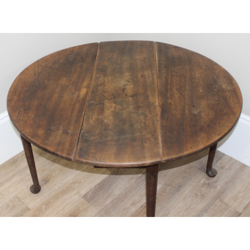 168 - Georgian mahogany gate legged drop leaf table with pad feet, approx 134cm W x 102cm D x 73cm H when ... 