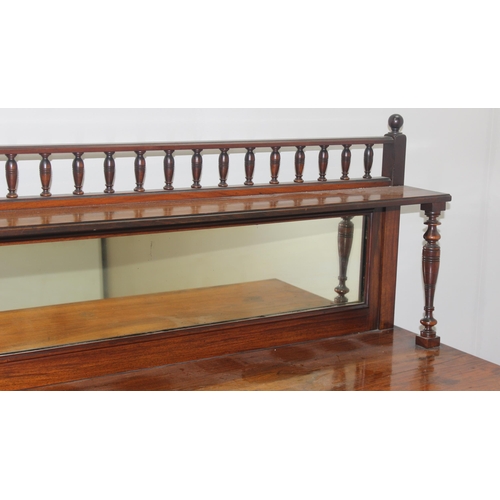 169 - A Victorian mahogany chiffonier or sideboard with mirror shelf and 3 door base, approx 131cm wide x ... 