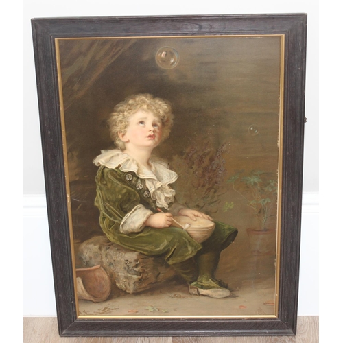 400 - Bubbles original Pears soap print after John Everett Millais in frame, approx 60cm W x 82cm H and a ... 