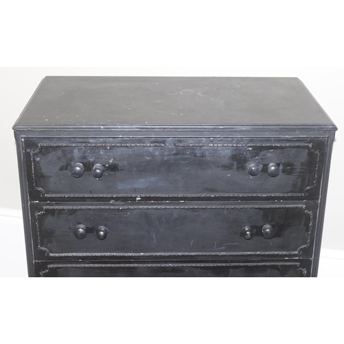 171 - A vintage 5 drawer chest of drawers with unusual double handles and black painted finish, approx 77c... 