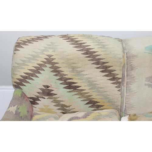 14 - George Smith of Newcastle, an antique style kilim upholstered sofa, 20th century, with sweeping arms... 