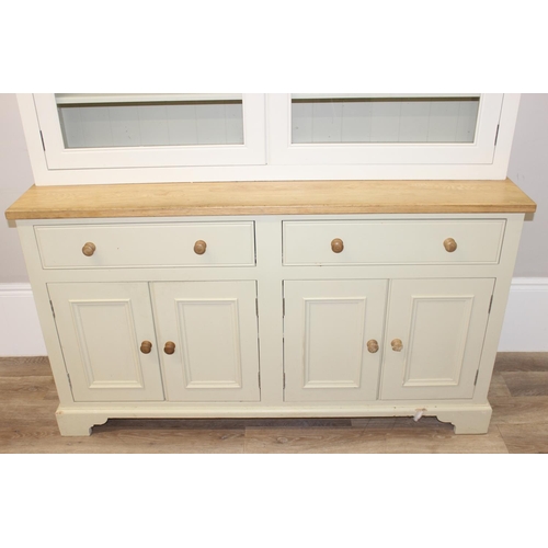 16 - Neptune Chichester range modern kitchen dresser with glazed door top, 2 drawer and 4 door base with ... 