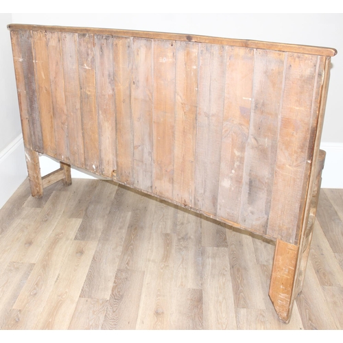 2 - An unusual antique pine pew or bench with high panelled back, one end shaped for corner, likely 19th... 