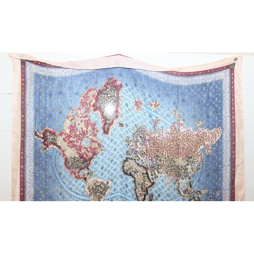 202 - A vintage Louis Vuitton silk scarf or wrap in the World Map Graffiti pattern, unusual large size, ap... 