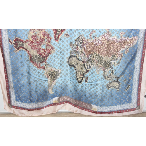 202 - A vintage Louis Vuitton silk scarf or wrap in the World Map Graffiti pattern, unusual large size, ap... 