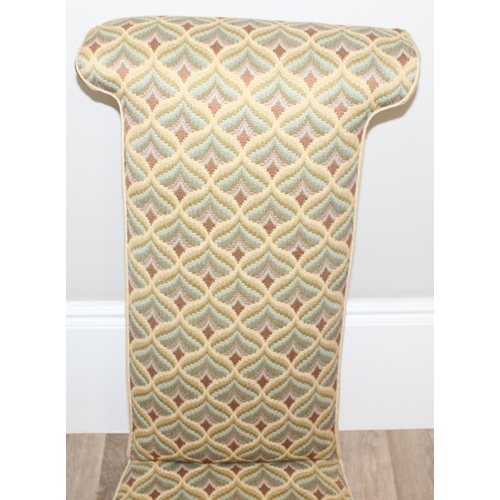 27 - A 19th century Prie Dieu chair with colourful upholstery and turned mahogany legs, approx 102cm tall