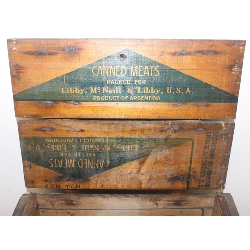 271 - Vintage wooden lidded-crate with stencilled writing 'Return to W. R. Swan Thorncliff Grove, Manchest... 