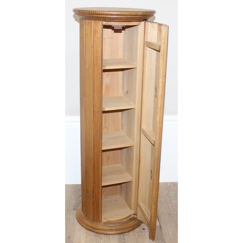 28 - An unusual small round pine 5 drawer chest of drawers, approx 30cm in diameter x 86cm tall