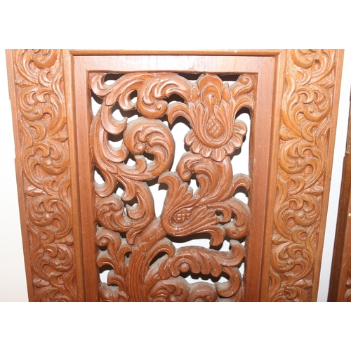 35 - 6 sections or panels making up a carved screen or room divider, possibly Indian or South East Asian ... 