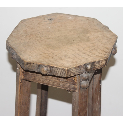 36 - A vintage oak jardiniere or plant stand on splayed base, approx 24cm wide x 89cm tall