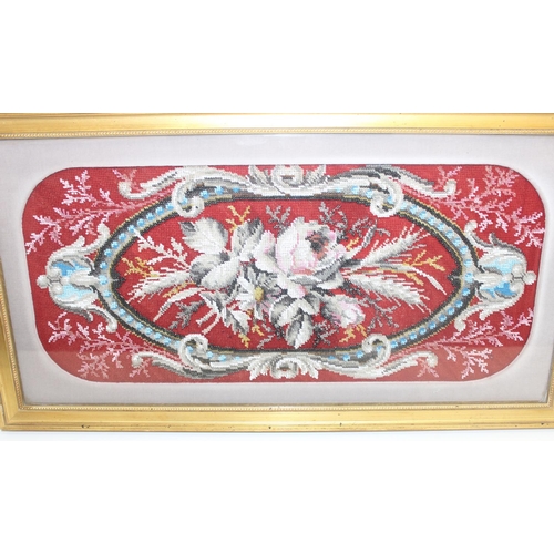 378 - A pair of framed Victorian beadwork panels, the largest approx 69cm x 35cm inc frame