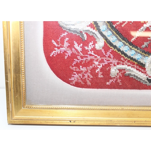 378 - A pair of framed Victorian beadwork panels, the largest approx 69cm x 35cm inc frame