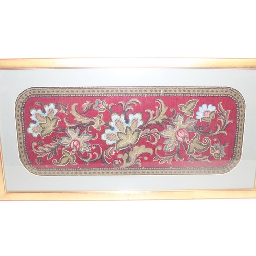 378 - A pair of framed Victorian beadwork panels, the largest approx 69cm x 35cm inc frame