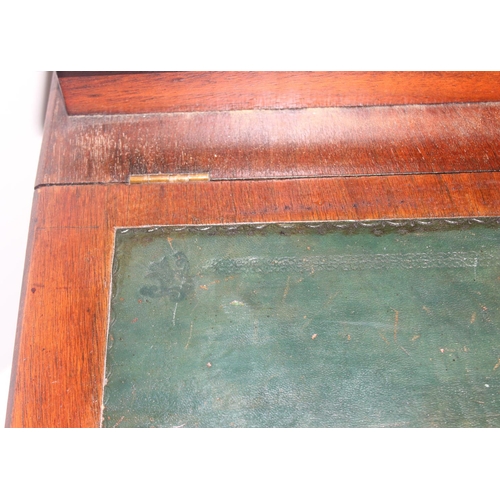 44 - A small vintage mahogany Davenport style desk with inset green leather top, approx 53cm wide x 45cm ... 