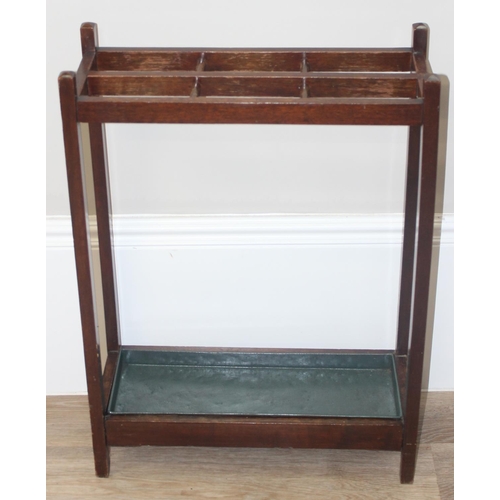 46 - A vintage wall cupboard and vintage stick stand, the stick stand approx 71cm wide x 20cm deep x 71cm... 