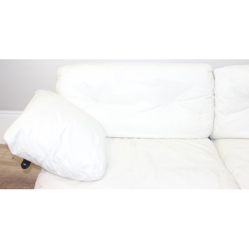 6 - Poltrona Frau - a retro style white leather and tubular framed sofa designed by Pierluigi Cerri for ... 