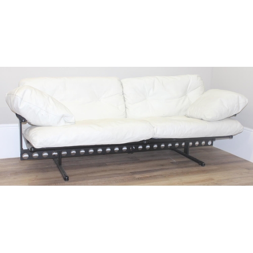 6 - Poltrona Frau - a retro style white leather and tubular framed sofa designed by Pierluigi Cerri for ... 