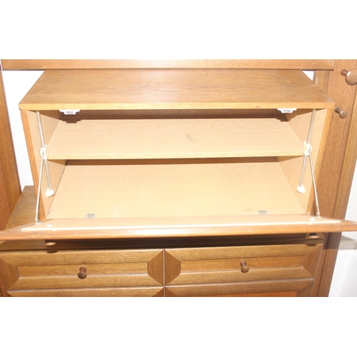 62 - Qty of assorted retro teak modular furniture to include wall units, coat hooks and mirror etc, large... 