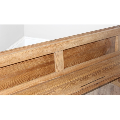 64 - A very unusual metamorphic pitch pine bench or pew transforming into a long table, likely late 19th ... 