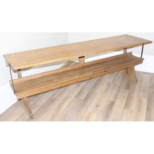 64 - A very unusual metamorphic pitch pine bench or pew transforming into a long table, likely late 19th ... 