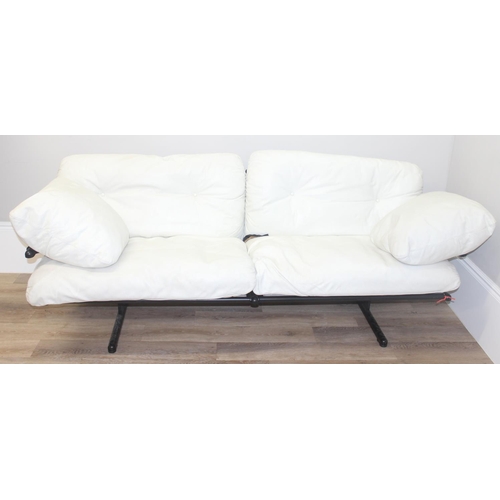 7 - Poltrona Frau - a retro style white leather and tubular framed sofa designed by Pierluigi Cerri for ... 