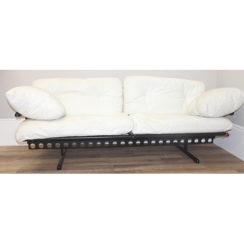 7 - Poltrona Frau - a retro style white leather and tubular framed sofa designed by Pierluigi Cerri for ... 