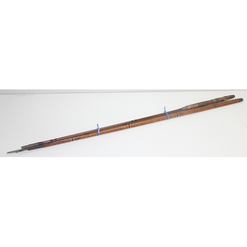 708 - Split cane C. Farlow & Co Ltd 3 piece fly fishing rod (2 tip sections), the tip sections fit into a ... 