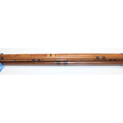 708 - Split cane C. Farlow & Co Ltd 3 piece fly fishing rod (2 tip sections), the tip sections fit into a ... 