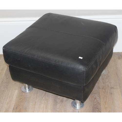 72 - A retro style brown faux lounger and associated footstool, the lounger approx 170cm long x 68cm deep... 