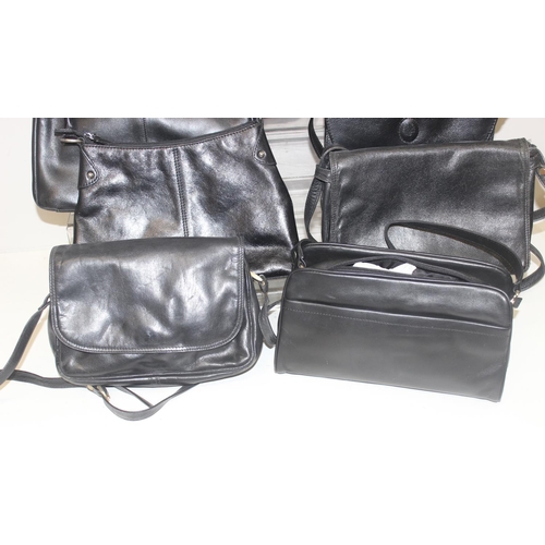 204 - Qty of black leather ladies' handbags, to incl a new in dust-bag Radley example, Jane Shilton etc